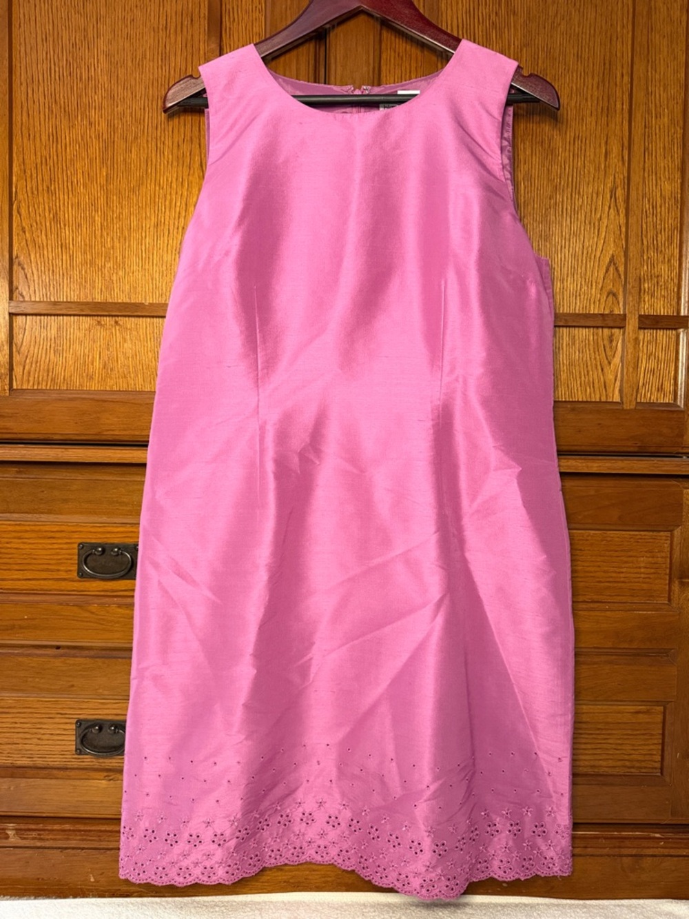 VTG Bloomingdale's Silk Sleeveless Midi Sheath Dress Eyelet Hem Cocktail Barbie
